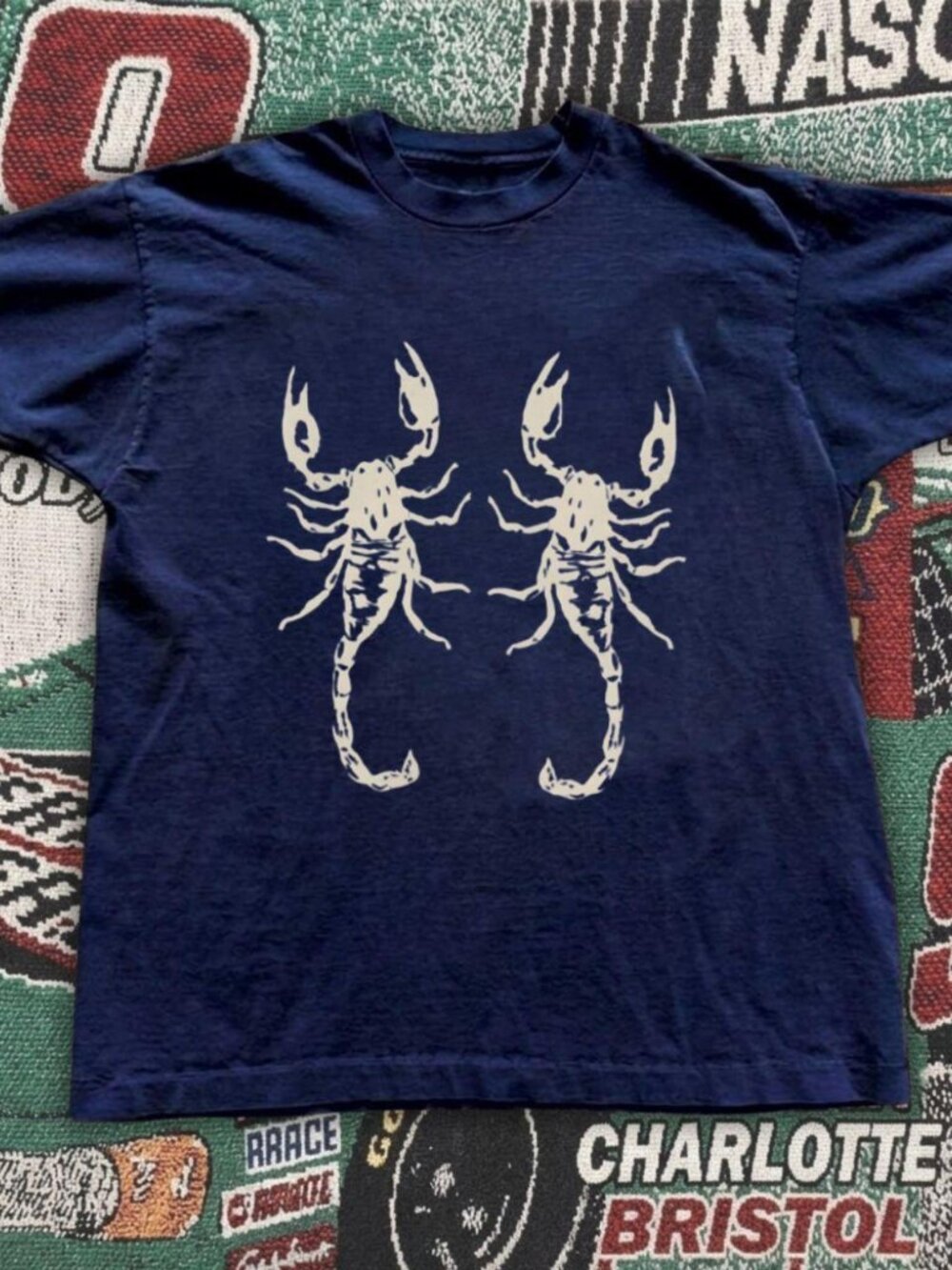 Twin Scorpion Graphic Tee – Navy Blue Alternative Streetwear T-Shirt